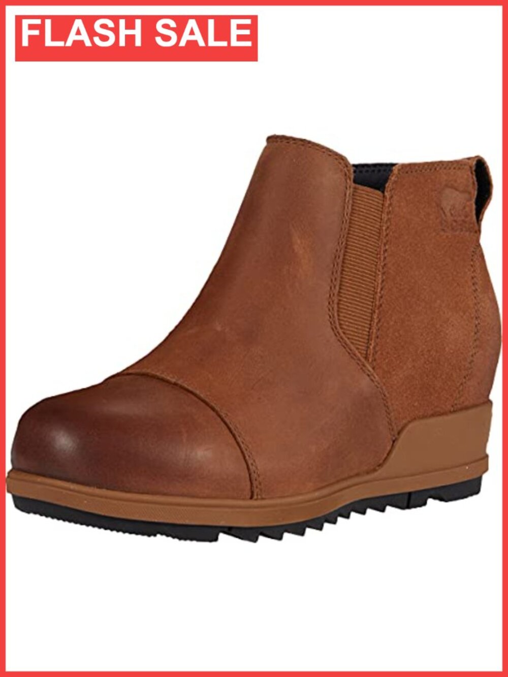 Waterproof Leather Suede Pull-On Slip-On Shoes Comfort Wedge Bootie
